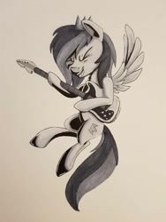 Size: 774x1032 | Tagged: safe, artist:sigilponies, oc, oc:prince whateverer, pegasus, pony, electric guitar, guitar, inktober, inktober 2019, musical instrument, solo, traditional art