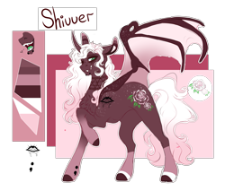 Size: 6265x5341 | Tagged: safe, artist:holoriot, oc, oc:shivver rose, alicorn, bat pony, bat pony alicorn, pony, female, mare, reference sheet, solo