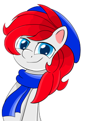 Size: 2547x3507 | Tagged: safe, artist:appleneedle, oc, oc only, oc:apex soundwave, earth pony, pony, my little pony: pony life, beanie, blue eyes, clothes, hat, red hair, scarf