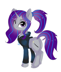 Size: 796x940 | Tagged: safe, artist:latia122, oc, oc only, oc:krya, pony, unicorn, 2020 community collab, clothes, derpibooru community collaboration, female, hoodie, mare, simple background, solo, transparent background