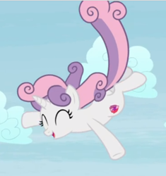 Size: 482x513 | Tagged: safe, screencap, sweetie belle, pony, unicorn, growing up is hard to do, being big is all it takes, cropped, cute, diasweetes, eyes closed, female, flying, happy, mare, older, older sweetie belle, open mouth, smiling, solo