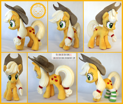 Size: 2200x1854 | Tagged: safe, artist:lioncubcreations, applejack, earth pony, pony, clothes, commission, photo, plushie, sock, socks, solo, striped socks