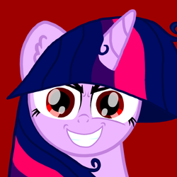 Size: 1000x1000 | Tagged: safe, artist:katya, mean twilight sparkle, twilight sparkle, pony, evil, evil grin, grin, red eyes, smiling