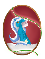 Size: 1000x1300 | Tagged: safe, artist:ioreocookie, oc, oc:fleurbelle, alicorn, alicorn oc, bow, christmas, christmas lights, female, golden eyes, hair bow, holiday, mare, sitting, snow