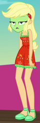 Size: 295x915 | Tagged: safe, screencap, applejack, equestria girls, spring breakdown, cropped, green face, seasickness, sleeveless, solo