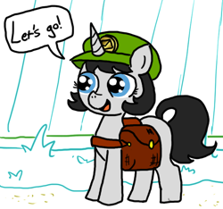 Size: 640x600 | Tagged: editor needed, safe, artist:ficficponyfic, oc, oc only, oc:joyride, pony, unicorn, child, color, colored, colt quest, cute, dirt, female, filly, foal, grass, happy, hat, horn, innocent, letter, mail, mailbag, mailmare, mailmare hat, mailpony, smiling, story included