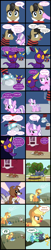 Size: 2500x12308 | Tagged: safe, artist:magerblutooth, applejack, diamond tiara, filthy rich, silver spoon, winona, oc, oc:aunt spoiled, oc:dazzle, oc:handy dandy, oc:il, oc:imperius, oc:peal, cat, dog, earth pony, pony, comic:diamond and dazzle, apple, apple tree, clothes, comic, food, imp, sweet apple acres, tree, watering can