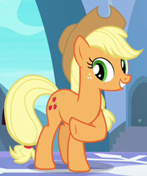 Size: 360x430 | Tagged: safe, screencap, applejack, earth pony, pony, the crystal empire, cropped, cute, jackabetes, solo