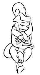 Size: 1809x3321 | Tagged: safe, artist:yukkuripalehorse, oc, oc:anon, oc:minty steps, human, pony, human on pony snuggling, snuggling