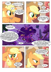 Size: 868x1228 | Tagged: safe, artist:dziadek1990, edit, edited screencap, screencap, applejack, earth pony, pony, comic:sunny day, look before you sleep, annoyed, comic, conversation, dialogue, dungeons and dragons, golden oaks library, implied twilight sparkle, library, pen and paper rpg, rpg, screencap comic, slice of life, tabletop game, text