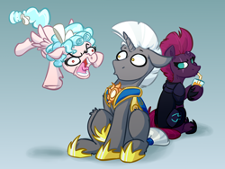 Size: 4000x3000 | Tagged: safe, artist:witchtaunter, cozy glow, tempest shadow, oc, oc:scope, pegasus, pony, unicorn, commission, cozy glow is best facemaker, faic, screaming