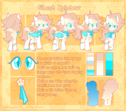 Size: 4208x3700 | Tagged: safe, artist:paradiseskeletons, oc, oc:silent rainbow, pony, amputee, reference sheet