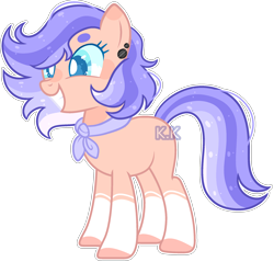 Size: 2240x2144 | Tagged: safe, artist:kurosawakuro, artist:toffeelavender, oc, oc only, earth pony, pony, ascot, base used, ear piercing, female, offspring, parent:clear sky, parent:quibble pants, parents:quibblesky, piercing, simple background, smiling, socks (coat marking), solo, transparent background