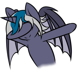 Size: 788x725 | Tagged: safe, artist:vnagato, oc, oc only, oc:elizabat stormfeather, alicorn, bat pony, bat pony alicorn, pony, alicorn oc, bat pony oc, dab, female, icey-verse, mare, raised hoof, simple background, solo, transparent background, wings