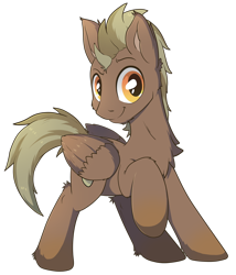 Size: 1200x1400 | Tagged: safe, artist:bigshot232, oc, oc only, oc:sandbone, pegasus, pony, 2020 community collab, cheek fluff, derpibooru community collaboration, looking at you, male, raised hoof, simple background, smiling, solo, stallion, standing, transparent background