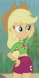 Size: 510x1015 | Tagged: safe, screencap, applejack, better together, equestria girls, turf war, cropped, lifeguard applejack, solo