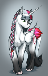 Size: 1513x2375 | Tagged: safe, artist:mykegreywolf, oc, oc only, oc:kitzumi nova, alicorn, pony, alicorn oc, braid, cutie mark, female, mare, solo, unshorn fetlocks