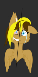 Size: 1080x2220 | Tagged: safe, artist:kinkycocnuts, oc, oc:ellie ravonholm, oc:only, pegasus, pony, crying, evil grin, female, grin, mare, sad, smiling, solo, tears of pain