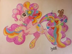 Size: 960x720 | Tagged: safe, artist:yunuo, pinkie pie, pony, the last problem, older, older pinkie pie, rainbow power, traditional art