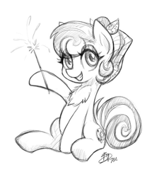 Size: 599x676 | Tagged: safe, artist:imdrunkontea, oc, oc:cinnamon spangled, earth pony, pony, 4th of july, american independence day, bandana, chest fluff, clothes, cute, female, holiday, independence day, mare, monochrome, ocbetes, simple background, sitting, sketch, solo, sparkler (firework), white background