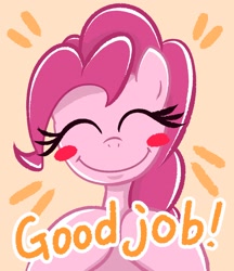 Size: 2126x2455 | Tagged: safe, artist:garammasara, pinkie pie, earth pony, pony, blush sticker, blushing, eyes closed, happy, smiling