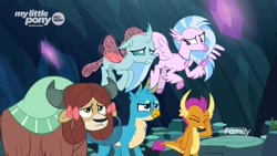 Size: 1920x1080 | Tagged: safe, screencap, gallus, ocellus, silverstream, smolder, yona, changedling, changeling, classical hippogriff, dragon, griffon, hippogriff, yak, uprooted, facepalm