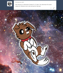 Size: 800x929 | Tagged: safe, artist:askwinonadog, winona, dog, ask, ask winona, cute, floating, outline, solo, space, tumblr