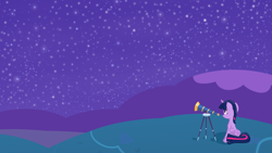 Size: 3840x2160 | Tagged: safe, artist:yukkuripalehorse, twilight sparkle, twilight sparkle (alicorn), alicorn, pony, /mlp/, female, mare, night, scenery, sitting, stars, telescope