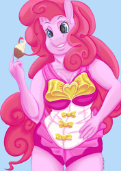 Size: 2893x4092 | Tagged: safe, artist:dragoon32, pinkie pie, anthro, earth pony, pony, better together, equestria girls, clothes, cupcake, equestria girls outfit, female, food, solo, swimsuit