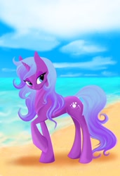 Size: 1600x2342 | Tagged: safe, artist:whitewing1, oc, oc:diamond eyes, pony, unicorn, female, mare, ocean, solo