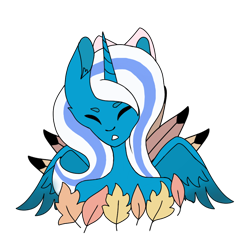 Size: 910x907 | Tagged: safe, artist:melodywinds, oc, oc:fleurbelle, alicorn, alicorn oc, bow, cute, eyes closed, female, hair bow, leaf, mare