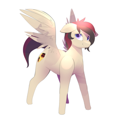 Size: 3000x3000 | Tagged: safe, artist:b-epon, oc, oc only, oc:porsche speedwings, pegasus, pony, :), blue eyes, floppy ears, looking at you, male, messy mane, pegasus oc, porsche, shading, simple background, solo, spread wings, stallion, tan coat, white background, wings