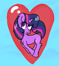 Size: 1506x1664 | Tagged: safe, artist:llamalauncher, derpibooru import, twilight sparkle, heart, solo