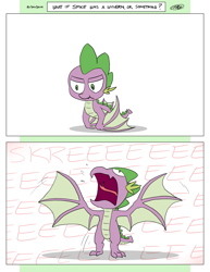 Size: 2550x3300 | Tagged: safe, artist:loreto-arts, spike, dragon, eeee, male, race swap, skree, solo, winged spike, wyvern