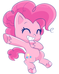 Size: 500x634 | Tagged: safe, artist:mofumofutchi, pinkie pie, earth pony, pony, my little pony: pony life, chibi, colored hooves, cute, cutie mark, dab, diapinkes, eyes closed, female, looking at you, mare, one eye closed, simple background, smiling, transparent background, unshorn fetlocks, wink