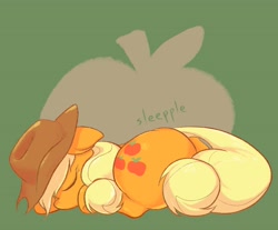 Size: 2451x2033 | Tagged: safe, artist:noupu, derpibooru import, applejack, earth pony, pony, applejack's hat, cowboy hat, cute, female, hat, jackabetes, mare, plot, portmanteau, prone, sleeping, solo