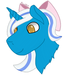 Size: 768x768 | Tagged: safe, artist:moonkins59, oc, oc:fleurbelle, alicorn, pony, alicorn oc, bow, cute, female, golden eyes, hair over one eye, mare, smiling