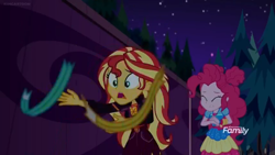 Size: 1366x768 | Tagged: safe, screencap, better together, equestria girls, sunset's backstage pass!, bands, discovery family logo, kicked out, night, wince