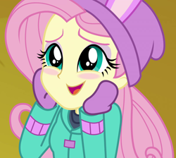 Size: 1208x1080 | Tagged: safe, screencap, fluttershy, better together, equestria girls, holidays unwrapped, clothes, cropped, cute, shyabetes, solo, winter outfit