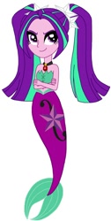Size: 404x802 | Tagged: safe, artist:cruelladevil84, aria blaze, mermaid, equestria girls, crossed arms, cutie mark on tail, fins, jewelry, looking at you, mermaid tail, mermaidized, midriff, necklace, pendant, pigtails, simple background, solo, species swap, tail, twintails, vector, white background