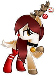 Size: 1280x1780 | Tagged: safe, artist:cindydreamlight, oc, oc:roosa flower, deer, deer pony, original species, clothes, female, simple background, socks, solo, transparent background