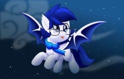 Size: 800x512 | Tagged: safe, artist:jhayarr23, oc, oc:blitzsnow, bat pony, pony, clothes, glasses, male, movie accurate, scarf, solo, stallion, tongue out