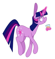 Size: 2008x2167 | Tagged: safe, artist:connorbal, twilight sparkle, pony, unicorn, mentally advanced series, alcohol, drink, glass, magic, simple background, solo, transparent background