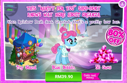 Size: 1045x684 | Tagged: safe, blue bobbin, pony, advertisement, costs real money, gameloft, implied rainbow dash, official, sale