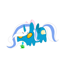 Size: 600x600 | Tagged: safe, artist:brionikachu, oc, oc:fleurbelle, alicorn, adorabelle, alicorn oc, bow, chibi, cute, eating, female, flower, golden eyes, grass, hair bow, herbivore, horses doing horse things, mare