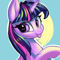 Size: 1024x1024 | Tagged: safe, artist:ask-colorsound, twilight sparkle, pony, :p, bust, cute, female, mare, solo, tongue out, twiabetes