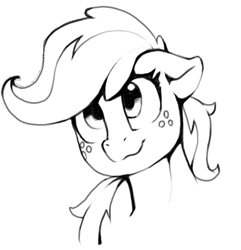 Size: 498x516 | Tagged: safe, artist:dimfann, derpibooru import, applejack, earth pony, pony, bust, cute, female, grayscale, jackabetes, mare, monochrome, solo