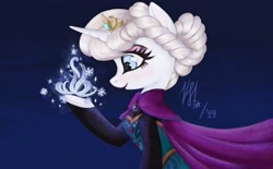 Size: 2560x1583 | Tagged: safe, artist:justshy, pony, unicorn, elsa, female, frozen (movie), magic, mare, ponified, solo