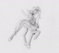 Size: 2515x2282 | Tagged: safe, artist:joestick, oc, oc only, pegasus, pony, female, mare, monochrome, solo, traditional art