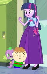 Size: 545x854 | Tagged: safe, artist:cartoonmasterv3, edit, edited screencap, screencap, spike, twilight sparkle, twilight sparkle (alicorn), alicorn, dog, human, equestria girls, equestria girls (movie), clothes, cropped, long skirt, skirt, south park, spike the dog